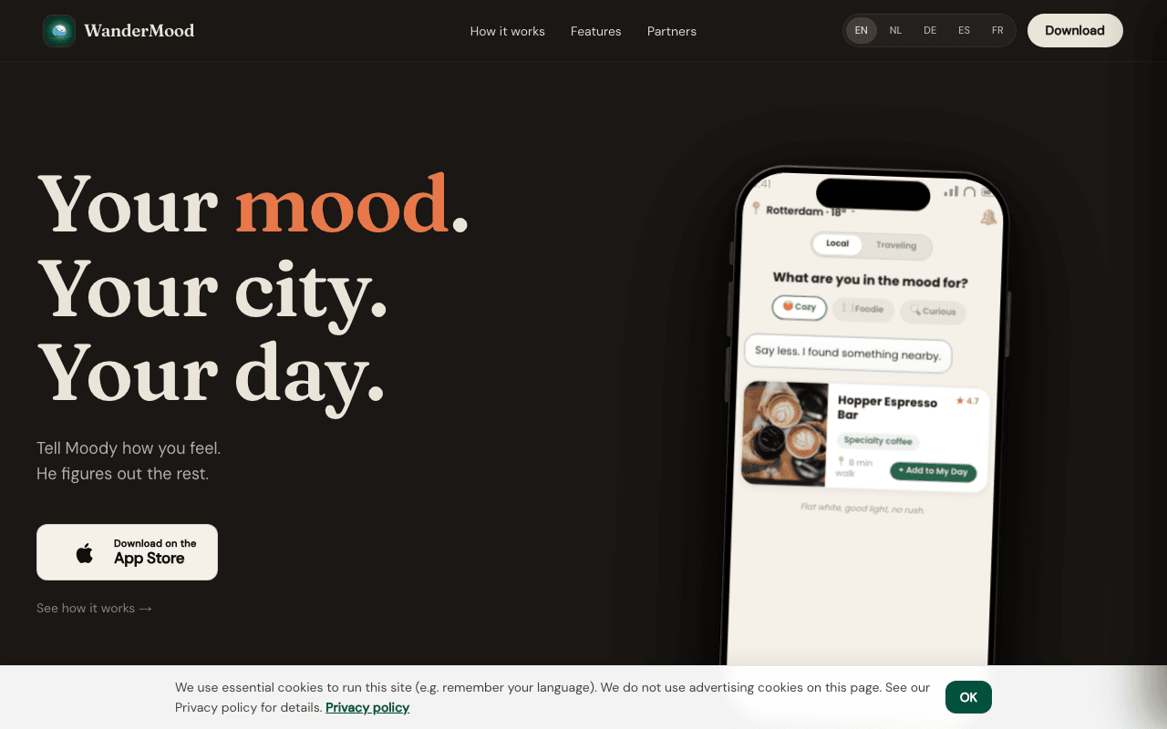WanderMood product screenshot